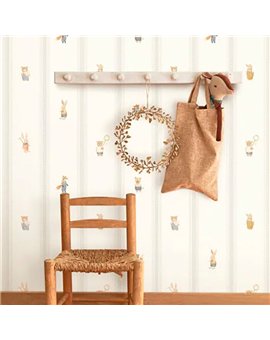 Ref.OUTT202869303 estancia decorada con rayas y animales Beige, Azul y Marrón y fondo Blanco, once upon a time 3