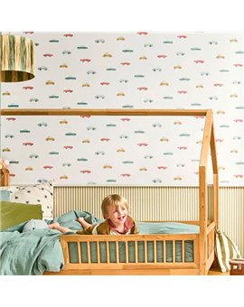 Ref.OUTT202886808 ambiente real de coches antiguos once upon a time 3, sobre fondo Blanco en tonos Verde, Ocre, Rojo y Beige