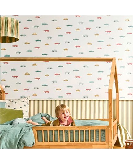 Ref.OUTT202886808 ambiente real de coches antiguos once upon a time 3, sobre fondo Blanco en tonos Verde, Ocre, Rojo y Beige