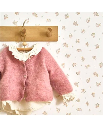Ref.OUTT202921404 ambiente real de florecillas once upon a time 3, sobre fondo Blanco en tonos Rosa, Ocre y Gris