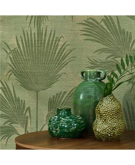 Ref.CANP202657777 estancia decorada con palmeras Dorado y fondo Verde, canopee