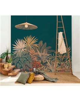 Ref.CANP202676708V foto de ambiente mural jungla canopee fondo Verde con Multicolor