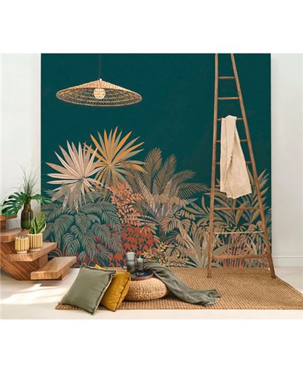 Ref.CANP202676708V foto de ambiente mural jungla canopee fondo Verde con Multicolor