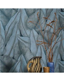 Ref.CANP202646808 foto de ambiente hojas grandes canopee fondo Azul con Gris y Topo