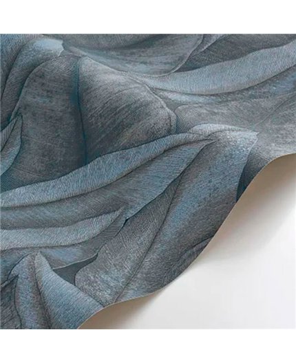 Ref.CANP202646808 estancia decorada con hojas grandes Gris y Topo y fondo Azul, canopee