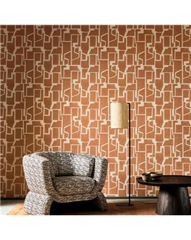 Ref.BATE202753611 ambiente con basalte geométrico bloques Beige sobre fondo Marrón