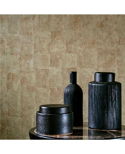 Ref.BATE202777021 ambiente con basalte textura patchwork Ocre sobre fondo Verde