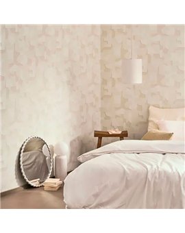 Ref.BATE202760200 estancia decorada con collage formas Beige y Topo y fondo Blanco Roto, basalte