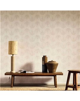 Ref.BATE202801568 estancia decorada con arcos concéntricos Beige y fondo Blanco Roto, basalte