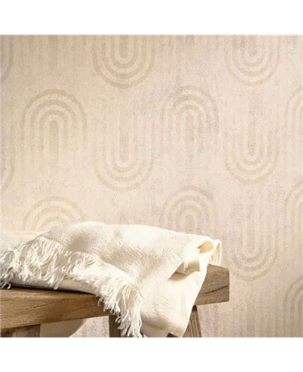 Ref.BATE202801568 ambiente real de arcos concéntricos basalte, sobre fondo Blanco Roto en tonos Beige