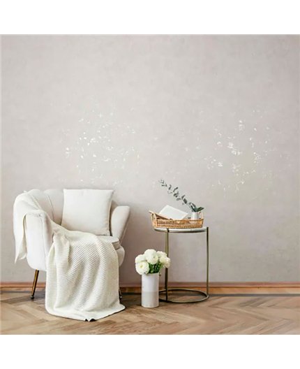 Ref.AB2499 ambiente con absolute textura estuco Gris y Nácar sobre fondo Blanco Roto