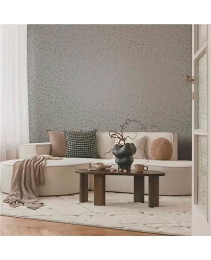 Ref.AB2502 estancia decorada con hojas trepadoras Nácar y fondo Topo, absolute