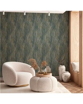 Ref.AB2496 ambiente con absolute ondas marmoleadas Ocre sobre fondo Gris