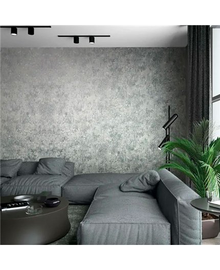 Ref.AB2372 ambiente con absolute textura cemento Plateado sobre fondo Gris