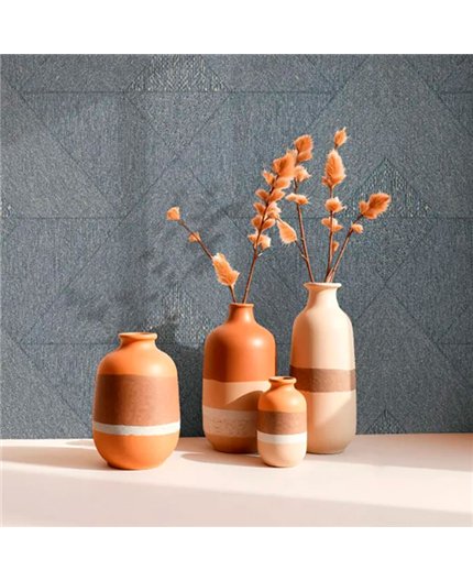 Ref.AB2548 estancia decorada con geométrico triángulos Beige y fondo Gris, absolute