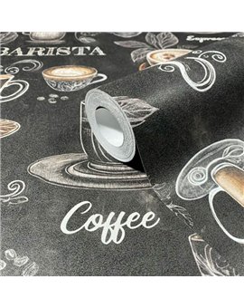 Ref.AB9045 foto de ambiente tazas de café absolute fondo Marrón con Beige, Topo y Blanco Roto