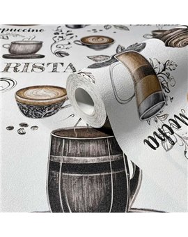 Ref.AB9043 ambiente real de tazas de café absolute, sobre fondo Blanco Roto en tonos Beige, Topo y Marrón