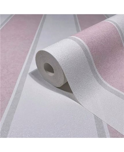 Ref.AB5606 estancia decorada con rayas con filete Rosa y Gris y fondo Blanco Roto, absolute