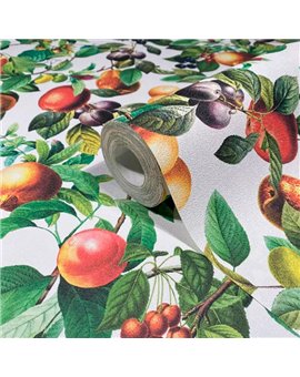 Ref.AB5632 ambiente con absolute frutas botánicas Multicolor sobre fondo Blanco Roto