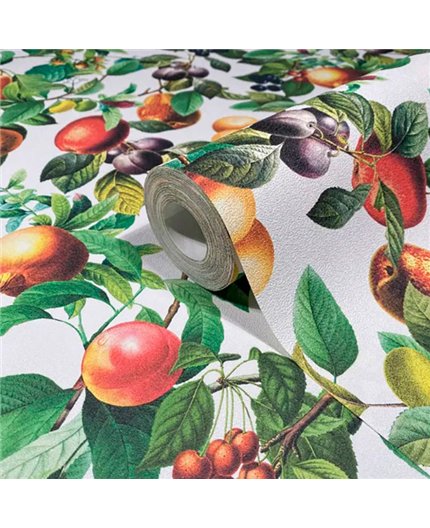Ref.AB5632 ambiente con absolute frutas botánicas Multicolor sobre fondo Blanco Roto